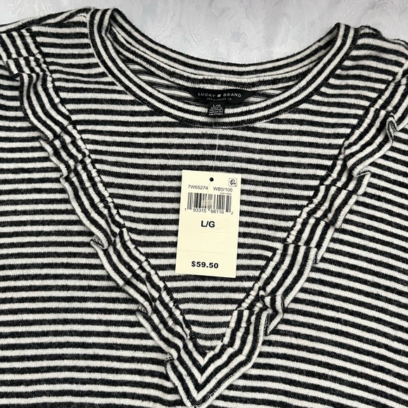NWT Lucky Brand Black And White Long Sleeve Size Large Woman’s Shirt - Picture 3 of 7